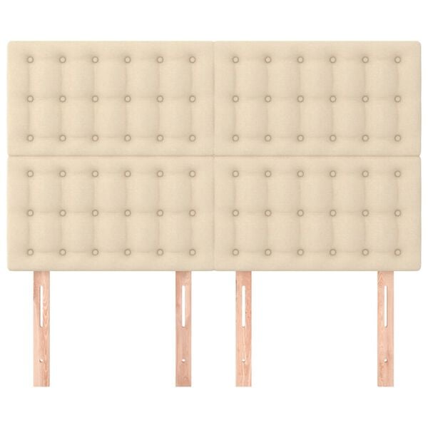 vidaXL Cabeceira Creme 144x5x118/128 cm Tecido