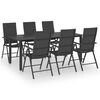 vidaXL 7 pcs conjunto de jantar para jardim preto