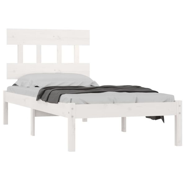 vidaXL Estrutura de cama 100x200 cm madeira maciça branco
