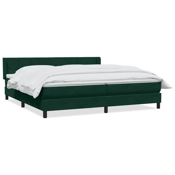 vidaXL Cama com molas/colch&atilde;o 180x220 cm veludo verde-escuro