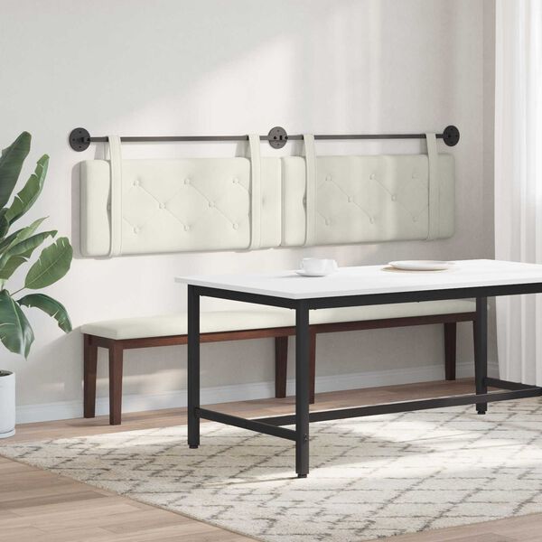 vidaXL Cabeceira Suspensa Creme 210 x 55 x 5 cm Veludo