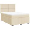vidaXL Cama com molas/colch&atilde;o 140x190 cm tecido cor creme