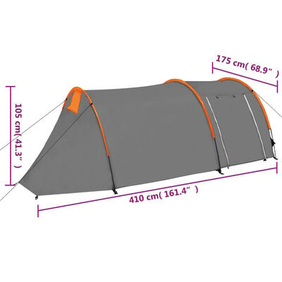 vidaXL Tenda de campismo para 4 pessoas cinzento e laranja