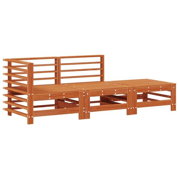 vidaXL Unidades de Sof&aacute; Seccional 3 Pe&ccedil;a Castanho Cera