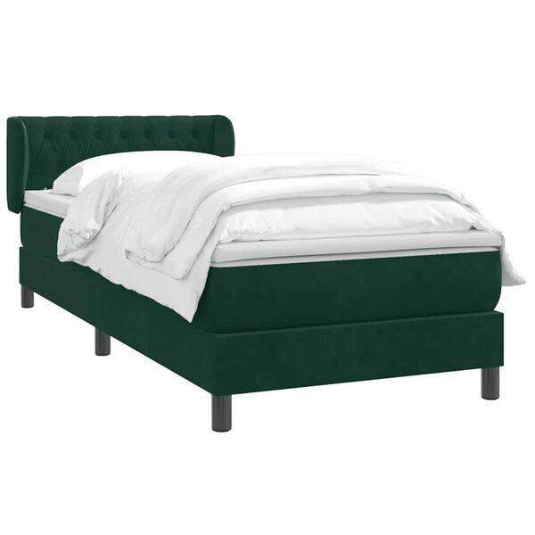 vidaXL Cama com molas/colch&atilde;o verde-escuro 80x220 cm veludo