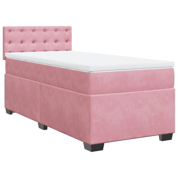 vidaXL Cama com molas/colch&atilde;o 90x200 cm veludo rosa