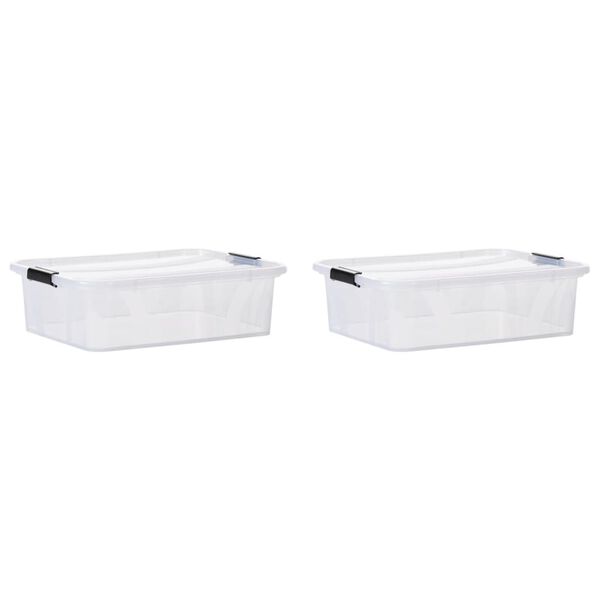 vidaXL Caixas de arruma&ccedil;&atilde;o com tampas 2 pcs 21 L transparente