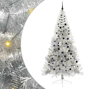 vidaXL &Aacute;rvore de Natal Artificial Pr&eacute;-iluminada Prateado 240 cm PET