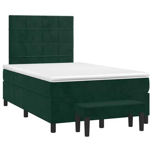 vidaXL Cama boxspring com colch&atilde;o 120x190 cm veludo verde-escuro