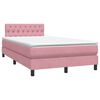 vidaXL Cama box spring c/ colch&atilde;o e LED 120x210 cm veludo Rosa