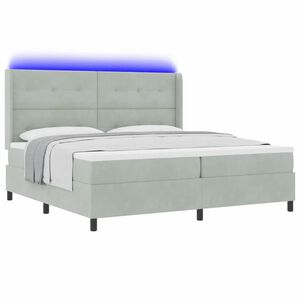 vidaXL Cama Box com colch&atilde;o com led Cinzento-claro 200 x 200 cm Veludo