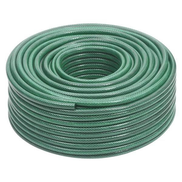 VidaXL Mangueira de jardim com conjunto de encaixe 0,5" 100m PVC verde