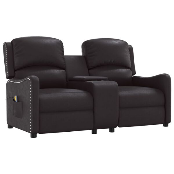 vidaXL Poltrona massagens 2 lug. +suporte copo preto brilhante