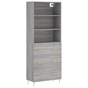 vidaXL Arm&aacute;rio alto 69,5x34x180 cm derivados de madeira sonoma cinza