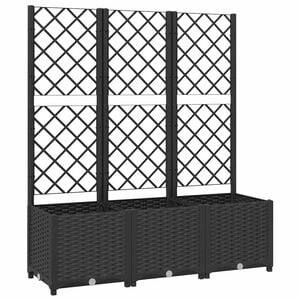 vidaXL Vaso de jardim com treli&ccedil;a preto 120x40x136 cm PP