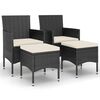 vidaXL 4 pcs conjunto de cadeiras e bancos de jardim vime PE preto