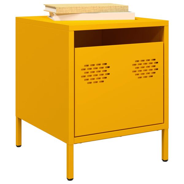 vidaXL Mesa de cabeceira 35x39x43,5 cm a&ccedil;o amarelo mostarda