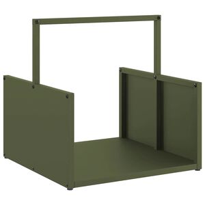 vidaXL Suporte para lenha a&ccedil;o laminado a frio verde azeitona