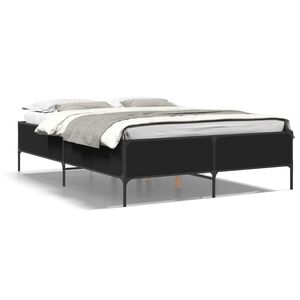 vidaXL Estrutura de cama 140x200 cm derivados de madeira/metal preto