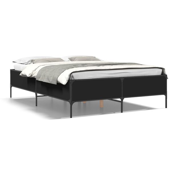 vidaXL Estrutura de cama 140x200 cm derivados de madeira/metal preto