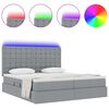 vidaXL Cama com luzes de tira LED Cinzento-claro 200 x 200 cm tecido