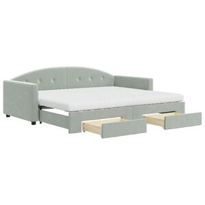 vidaXL Sof&aacute;-cama c/ gavet&atilde;o e gavetas 90x190 cm veludo cinzento-claro