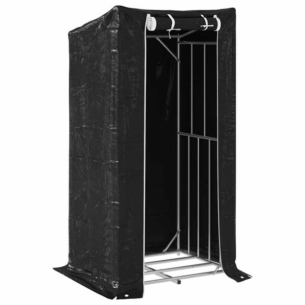 vidaXL Rack de lenha com tampa de chuva 100x80x200 cm aço galvanizado