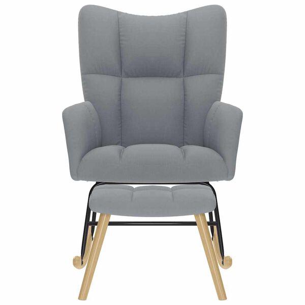 vidaXL Cadeira de baloiço com banco p/ pés tecido cinzento-claro