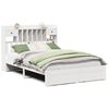 vidaXL Cama com estante sem colch&atilde;o 140x190 cm pinho maci&ccedil;o branco