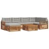 vidaXL Conjunto de Sof&aacute;s para Exterior 7 unid. Cinza Natural e Claro