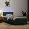 vidaXL Cama box spring c/ colch&atilde;o e LED verde-escuro 90x210 cm veludo