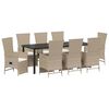 vidaXL Conjunto de Jantar para Jardim com almofada 9 pcs Bege vime PE