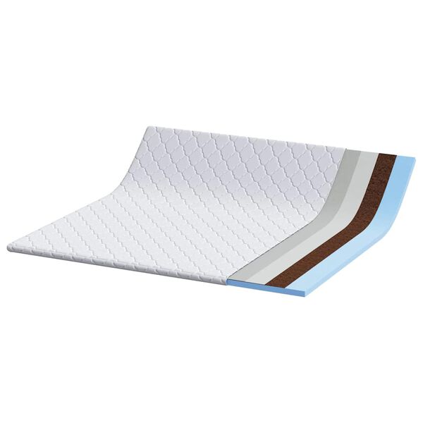 vidaXL Topper de Coco Branco 180 x 200 x 5 cm Tecido Jacquard