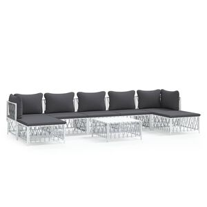 vidaXL 8 pcs conjunto lounge de jardim com almofad&otilde;es a&ccedil;o branco