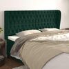 vidaXL Cabeceira cama c/ abas veludo 203x23x118/128 cm verde-escuro