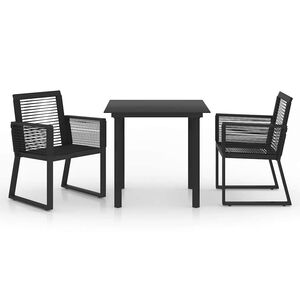 vidaXL 3 pcs conjunto de jantar para jardim vime de PVC preto