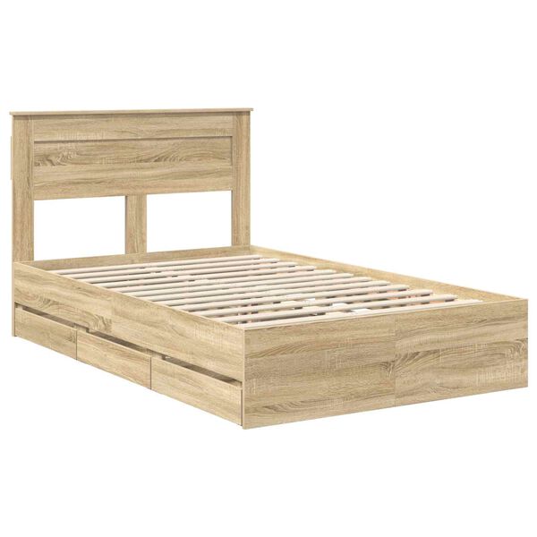 vidaXL Estrutura da Cama com gaveta Carvalho Sonoma 120 x 200 cm