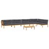 vidaXL 6 pcs conj. sof&aacute;s paletes p/ jardim c/ almofad&otilde;es ac&aacute;cia maci&ccedil;a