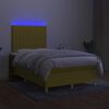 vidaXL Cama box spring c/ colch&atilde;o e LED 120x200 cm tecido verde