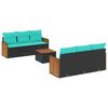 vidaXL Conjunto de sof&aacute; de jardim com 7 pe&ccedil;as e almofadas em rattan sint&eacute;tico preto