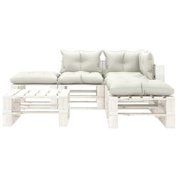 vidaXL 6 pcs conjunto lounge de jardim em paletes c/ almofad&otilde;es bege