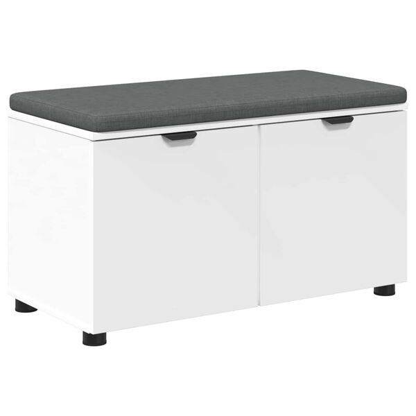 vidaXL Banco de Hall com almofada com porta Branco 80 x 46 x 46 cm