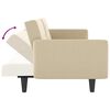 vidaXL Sof&aacute;-cama com suportes para copos tecido cor creme