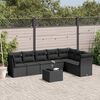 vidaXL 8 pcs conjunto sof&aacute;s de jardim com almofad&otilde;es vime PE preto