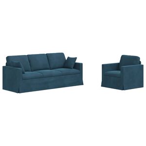 vidaXL Sof&aacute; 2 pcs Azul Dimens&otilde;es gerais: 198 x 78 x 80 cm (L x P x A)