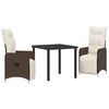 vidaXL Conjunto de Jantar para Jardim 3 unid. Castanho vime PE