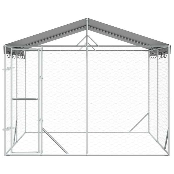 vidaXL Canil de exterior com teto 3x3x2,5 m a&ccedil;o galvanizado prateado