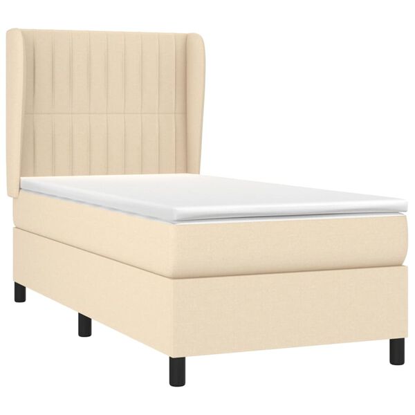 vidaXL Cama com molas/colch&atilde;o 100x200 cm tecido cor creme