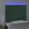 vidaXL Cabeceira de cama c/ LED veludo 100x5x118/128 cm verde-escuro