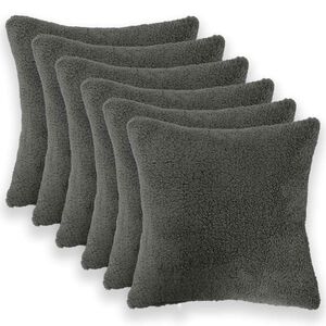 vidaXL Capa almofada 6 unid. HEERLEN Cinzento-Escuro 30 x 30 cm Boucl&eacute;